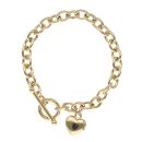 9ct Yellow Gold T-Bar Heart Lariat Belcher Bracelet 7.5"