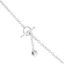 9ct White Gold T-Bar Heart Lariat Chain 18"
