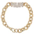 9ct Yellow Gold Cubic Zirconia MUM Belcher Bracelet 7"