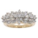 18ct Yellow Gold 1.00ct Brilliant And Baguette Cut Diamond Cluster Ring