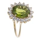 9ct Yellow Gold Green Topaz and Cubic Zirconia Cluster Ring