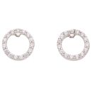Silver Cubic Zirconia Circle Earrings by Icesia