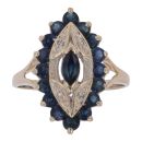9ct Yellow Gold 0.02ct Diamond and Sapphire Ring