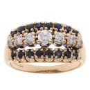 9ct Yellow Gold Cubic Zirconia and Sapphire Cluster Ring