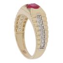14ct Yellow and White Gold Children's Cubic Zirconia and Red Gemstone Patterned Signet Ring