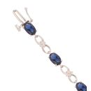 9ct White Gold 0.06ct Diamond And Created Sapphire Bracelet 7"
