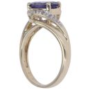 9ct Yellow Gold 0.05ct Diamond and Amethyst Solitaire Ring