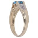 9ct Yellow Gold 0.05ct Diamond and Blue Topaz Ring