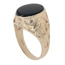 9ct Yellow Gold Onyx Patterned Signet Ring