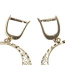 14ct Yellow Gold Red Gemstone Drop Earrings