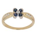 18ct Yellow Gold 0.01ct Diamond And Sapphire Cluster Ring