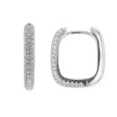 Silver Cubic Zirconia Rectangular Hoop Earrings by Icesia