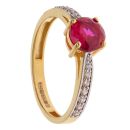 22ct Yellow Gold Cubic Zirconia and Red Gemstone Ring