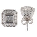 9ct White Gold 0.70ct Brilliant and Baguette Cut Diamond Cluster Earrings