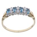 9ct Yellow Gold Blue Topaz and Cubic Zirconia Ring
