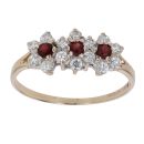 9ct Yellow Gold Garnet And Cubic Zirconia Cluster Ring