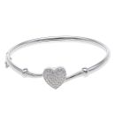Silver Cubic Zirconia Pave Heart Bangle