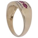 9ct Yellow Gold 0.20ct Diamond And Ruby Three Row Ring