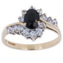 9ct Yellow Gold Sapphire and Cubic Zirconia Cluster Ring