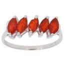 9ct White Gold Orange Gemstone Five Stone Ring
