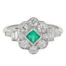 Platinum 0.20cts Diamond And Emerald Cluster Ring