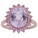 9ct Rose Gold Kunzite and Pink Sapphire Cluster Ring