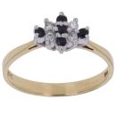 18ct Yellow Gold 0.05ct Brilliant Cut Diamond and Sapphire Cluster Ring