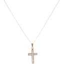 9ct Yellow Gold Cubic Zirconia Cross Pendant and Chain 18"