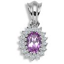 9ct White Gold 0.12ct Diamond & Amethyst Pendant