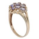9ct Yellow Gold 0.05ct Brilliant Cut Diamond and Tanzanite Cluster Ring