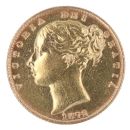 1872 Victoria Young Head Shield Back UK Full Sovereign Coin
