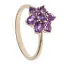 9ct Yellow Gold Amethyst Cluster Ring