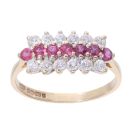 9ct Yellow Gold Created Ruby and Cubic Zirconia Ring