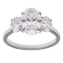 9ct White Gold 3.00ct Oval Cut Lab Grown Diamond Trilogy Ring