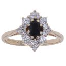 9ct Yellow Gold Cubic Zirconia and Sapphire Cluster Ring
