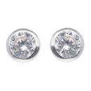 Silver Cubic Zirconia Bezel Set Stud Earrings
