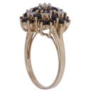 9ct Yellow Gold 0.05ct Diamond and Sapphire Cluster Ring