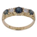 18ct Yellow Gold 0.20ct Old Cut Diamond and Sapphire Ring