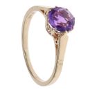 9ct Yellow Gold Amethyst Solitaire Ring