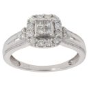 9ct White Gold 0.45ct Princess and Brilliant Cut Diamond Cluster Ring