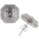 Platinum 2.76ct Asscher Pie And Brilliant Cut Diamond Cluster Stud Earrings