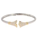 14ct Yellow and White Gold 0.75ct Brilliant Cut Diamond Hinged Cluster Bangle