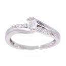 9ct White Gold 0.25ct Diamond Solitaire Shoulder Ring