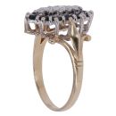 9ct Yellow Gold 0.10ct Diamond and Sapphire Cluster Ring