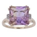 9ct Yellow Gold 0.05ct Diamond and Ametrine Ring