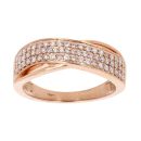 18ct Rose Gold 0.50ct Diamond Crossover Three Row Ring