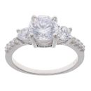 Silver Cubic Zirconia Three Stone Ring by Icesia