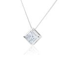 9ct White Gold 1.00ct Princess Cut Lab Grown Diamond Slider Pendant with Chain Lab Grown