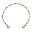 9ct Yellow, White and Rose Gold Twist Patterned Torque Bangle