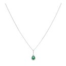 Silver Cubic Zirconia Green Stone Pendant and Chain 18" by Icesia